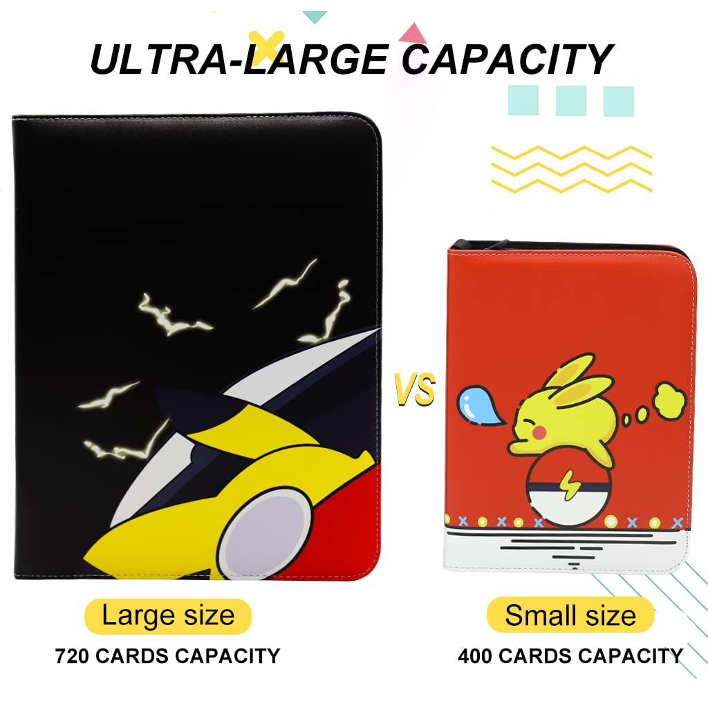 PATPAT® Poke-mon Binder, Big Size Trading Cards Album for 720 Poke-mon Cards Pika-chu Prints Zipper Bag Trading Card Binder Poke-mon Cards Collection Bag Game Cards Case Gift for Kids Boys Girls PATPAT® Poke-mon Binder, Big Size Trading Cards Album for 720 Poke-mon Cards Pika-chu Prints Zipper Bag Trading Card Binder Poke-mon Cards Collection Bag Game Cards Case Gift for Kids Boys Girls